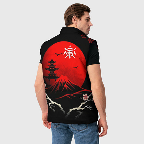 Мужской жилет Japan red black nature / 3D-Черный – фото 4