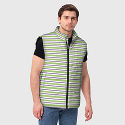Мужской жилет Зелёный с фиолетовой полосой, цвет: 3D-черный — фото 2