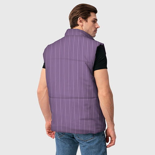 Мужской жилет Серо-фиолетовый в тонкую полоску / 3D-Черный – фото 4