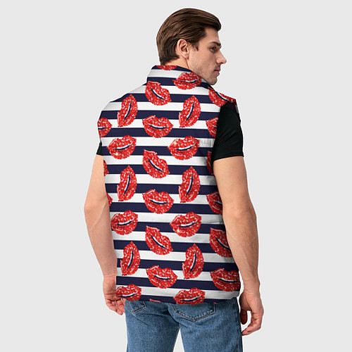 Мужской жилет Женские губы с красной блестящей помадой на полоса / 3D-Черный – фото 4