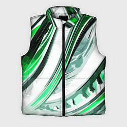 Мужской жилет Волнистая бело-зелёная абстракция, цвет: 3D-светло-серый