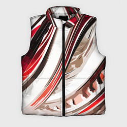 Мужской жилет Волнистая бело-красная абстракция, цвет: 3D-светло-серый