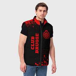 Мужской жилет Club Brugge - red gradient вертикально, цвет: 3D-черный — фото 2