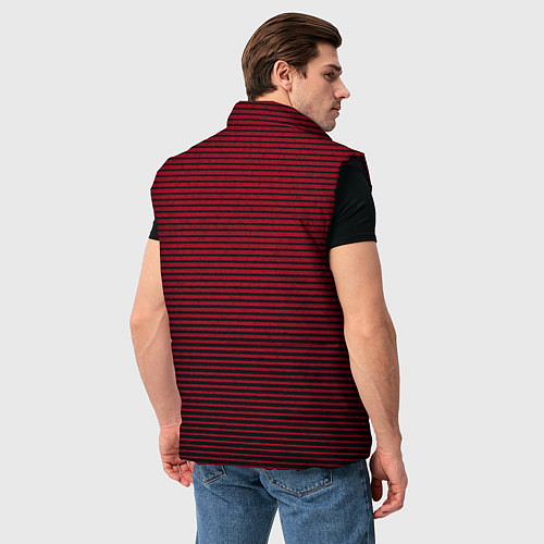Мужской жилет Красный текстурированный в чёрную полоску / 3D-Черный – фото 4