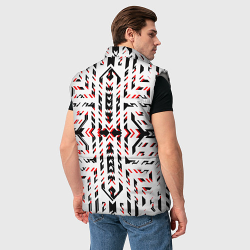 Мужской жилет Чёрно-красные диагональные полосы на белом фоне / 3D-Светло-серый – фото 4