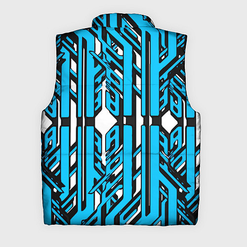 Мужской жилет Чёрно-синие техно полосы на белом фоне / 3D-Светло-серый – фото 2