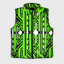Мужской жилет Чёрно-зелёные техно полосы на белом фоне, цвет: 3D-красный