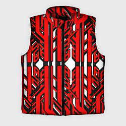Мужской жилет Чёрно-красные техно полосы на белом фоне, цвет: 3D-красный