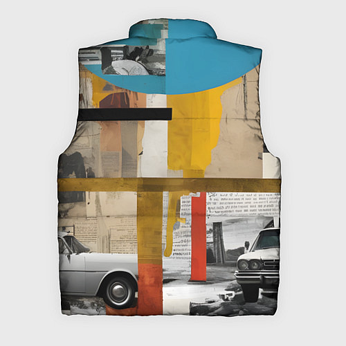 Мужской жилет Ретро коллаж с автомобилем / 3D-Светло-серый – фото 2