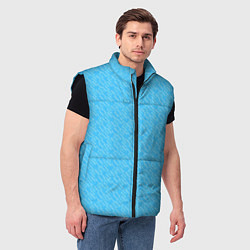 Мужской жилет Неоновый голубой лазурный однотонный текстура, цвет: 3D-черный — фото 2