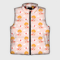 Мужской жилет Паттерн с милыми купидонами и крылатыми сердечками, цвет: 3D-красный