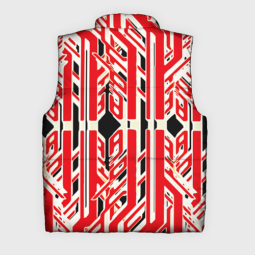Мужской жилет Бело-красные техно полосы на чёрном фоне / 3D-Светло-серый – фото 2