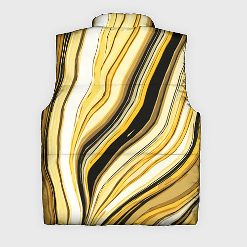 Мужской жилет Волнистые вертикальные чёрно-жёлтые полосы / 3D-Светло-серый – фото 2