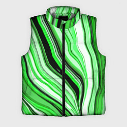 Мужской жилет Волнистые вертикальные чёрно-зелёные полосы, цвет: 3D-светло-серый