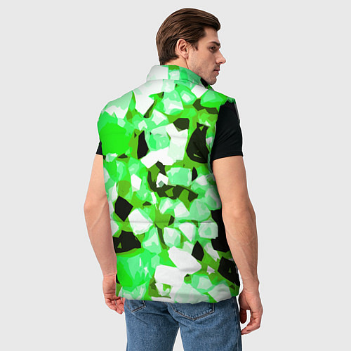 Мужской жилет Green and white abstraction on a black background / 3D-Черный – фото 4