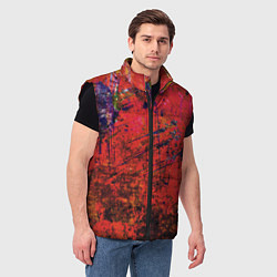Мужской жилет Абстракция - dark red grunge, цвет: 3D-черный — фото 2