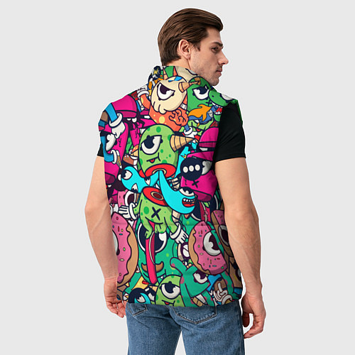 Мужской жилет Color doodle monsters / 3D-Черный – фото 4