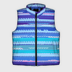 Мужской жилет Морской сине-голубой абстрактные полосы, цвет: 3D-черный