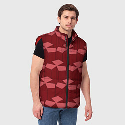 Мужской жилет Геометрический узор из вишнево красных блоков, цвет: 3D-красный — фото 2