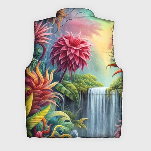 Мужской жилет Гавайские тропические цветы - алоха / 3D-Светло-серый – фото 2