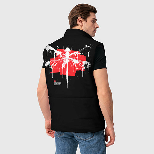 Мужской жилет Punk dragonfly with paint strokes / 3D-Черный – фото 4