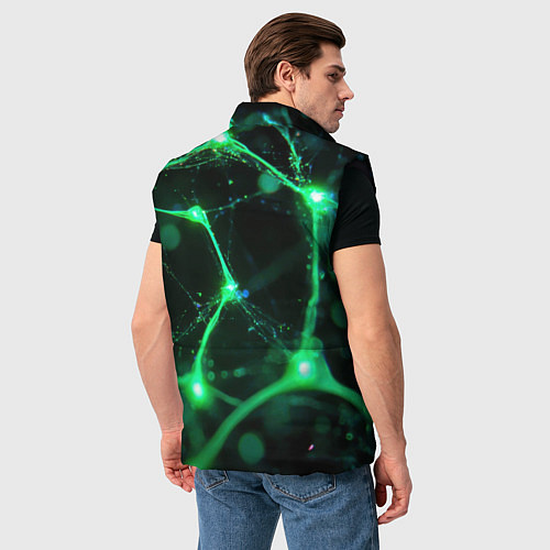 Мужской жилет Зеленый нейроны / 3D-Черный – фото 4