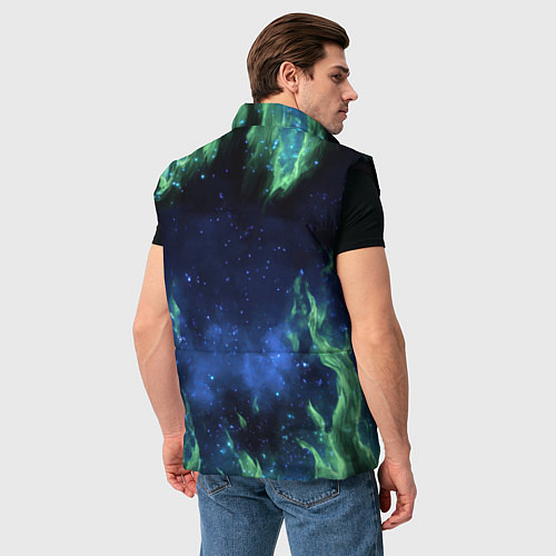 Мужской жилет Зеленые языки пламени / 3D-Черный – фото 4