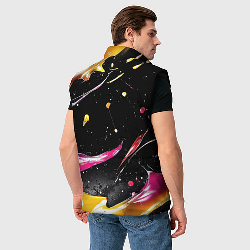 Мужской жилет Мазки краски на черном / 3D-Черный – фото 4