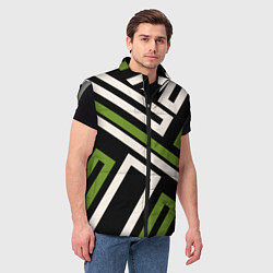 Мужской жилет Прямоугольники по диагонали-зеленый, черный, цвет: 3D-светло-серый — фото 2