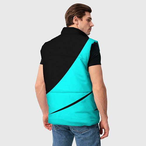 Мужской жилет Чёрный и неоновый голубой двуцветный с полосой / 3D-Черный – фото 4
