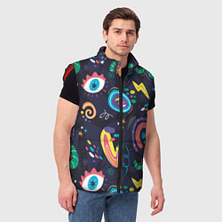 Мужской жилет Космическая абстракция с глазами, цвет: 3D-красный — фото 2