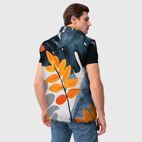 Мужской жилет Контрастные листья / 3D-Светло-серый – фото 4