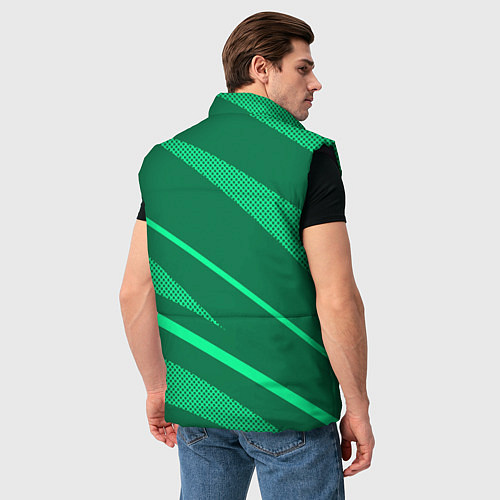Мужской жилет Зелёный абстракция с полосами / 3D-Черный – фото 4