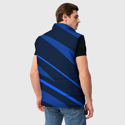 Мужской жилет Тёмный синий абстракция полосы / 3D-Черный – фото 4