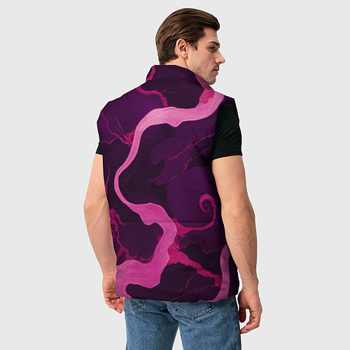 Мужской жилет Узоры фиолетового и розового цвета / 3D-Черный – фото 4