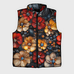 Мужской жилет Объемные бутоны цветов, цвет: 3D-красный