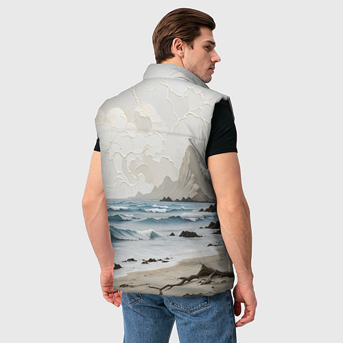 Мужской жилет Нежный морской пейзаж / 3D-Черный – фото 4