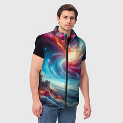 Мужской жилет Fantastic neon space landscape - ai art fantasy, цвет: 3D-черный — фото 2