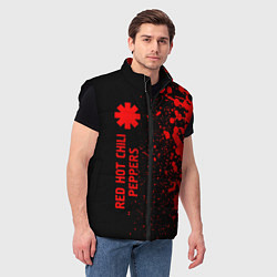 Мужской жилет Red Hot Chili Peppers - red gradient по-вертикали, цвет: 3D-черный — фото 2