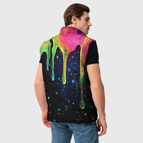 Мужской жилет Разноцветные потеки краски / 3D-Черный – фото 4