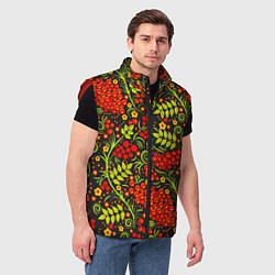 Мужской жилет Красная рябина хохлома, цвет: 3D-красный — фото 2
