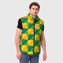 Мужской жилет Желтый и зеленый геометрический паттерн, цвет: 3D-черный — фото 2