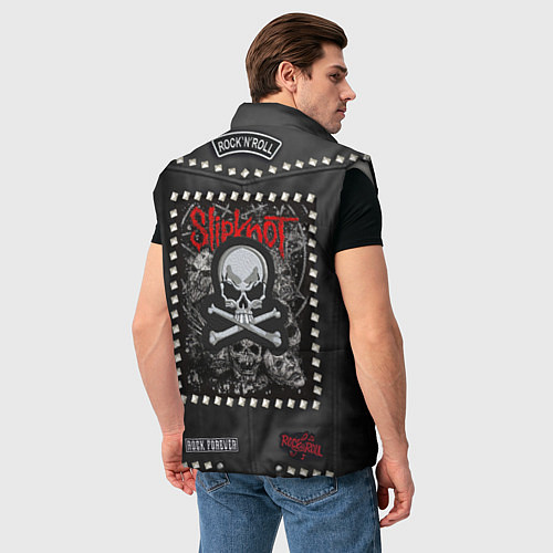 Мужской жилет Косуха с нашивками Slipknot / 3D-Светло-серый – фото 4