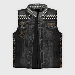 Мужской жилет Джинсовка с славянским викингом и татуировками, цвет: 3D-черный