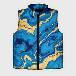 Мужской жилет Синий мрамор с золотом, цвет: 3D-черный