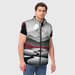 Мужской жилет Белые горы и красные деревья, цвет: 3D-красный — фото 2