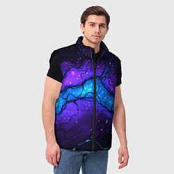 Мужской жилет Синяя звездная полоса в плите текстура, цвет: 3D-черный — фото 2