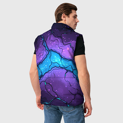 Мужской жилет Синяя звездная полоса в плите текстура / 3D-Черный – фото 4