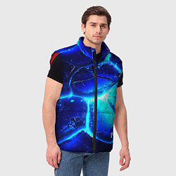 Мужской жилет Синие плиты лед, цвет: 3D-красный — фото 2