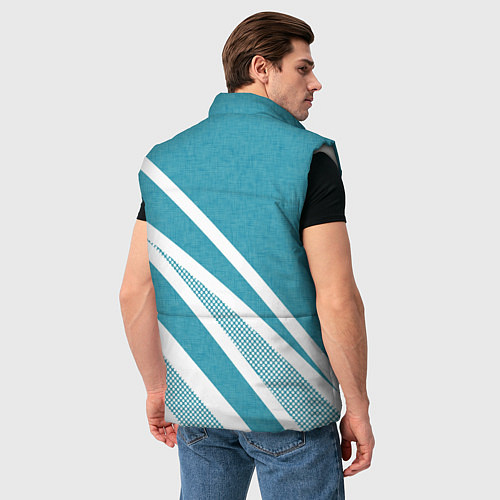 Мужской жилет Бело-голубой абстракция с полосами / 3D-Светло-серый – фото 4